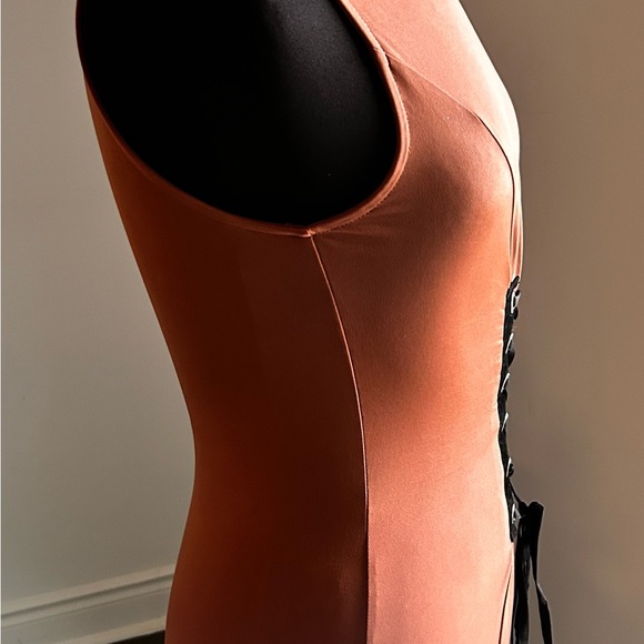 Corset Lace-Up Dress Burnt Peach - Picture 3 of 4